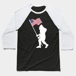 BIgfoot American Flag Funny Sasquatch USA Baseball T-Shirt